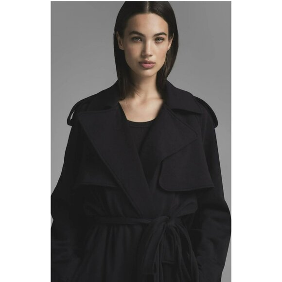 Skims Oversized Black Boyfriend Fleece Wrap Trench Coat NWT - Picture 4 of 10
